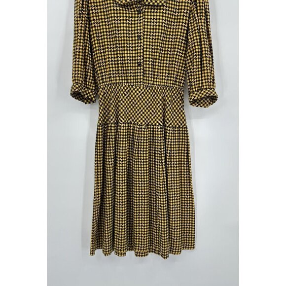 vintage 80s DROP WAIST DRESS gingham checkered secretary retro flannel M - Picture 5 of 7